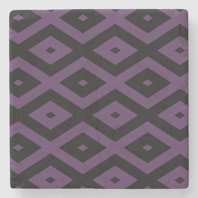 Dark purple and black diamond pattern stone coaster (Front)