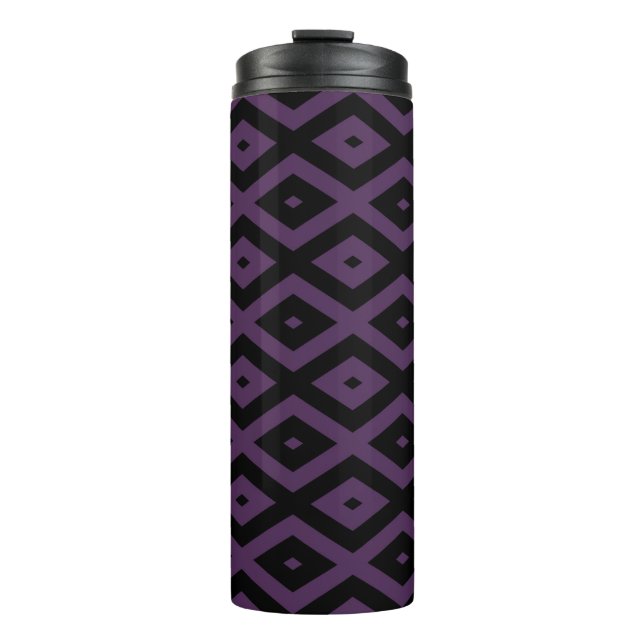 Dark purple and black diamond pattern thermal tumbler (Front)