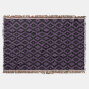 Dark purple and black diamond pattern throw blanket