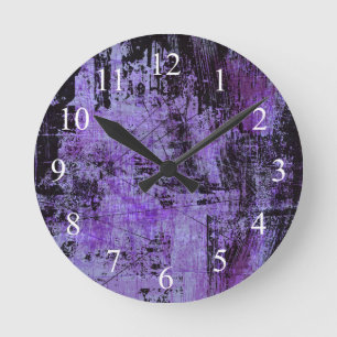 Dark Purple and Black Grunge Wall Clock