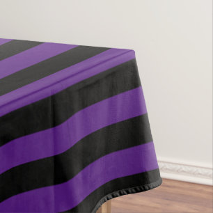 Dark Purple and Black Striped Tablecloth