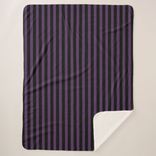 Dark purple and black stripes sherpa blanket
