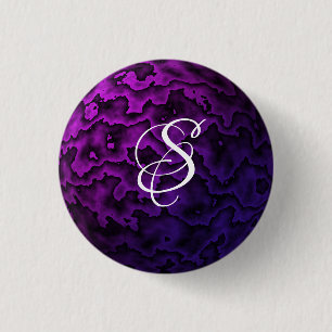 Dark Purple and Black Wavy Pattern 3 Cm Round Badge