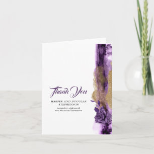 Dark Purple and Gold Glitter Wedding Thank You