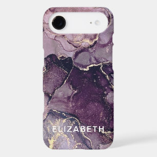 dark purple and gold marble glitter personalised
