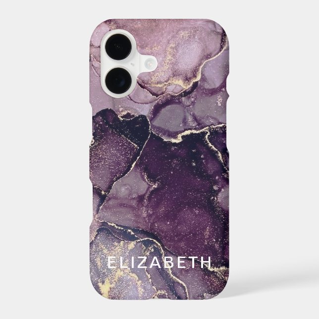 dark purple and gold marble glitter personalized  (Back)