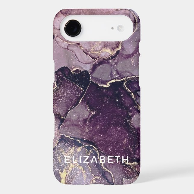 dark purple and gold marble glitter personalized  (Back)