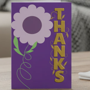 Dark Purple and Gold With Flower Thank You Card
