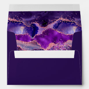Dark Purple and Pink Sequins Agate Envelope