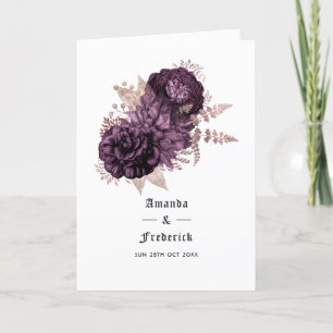 Dark Purple and Rose Gold Floral Wedding Programme