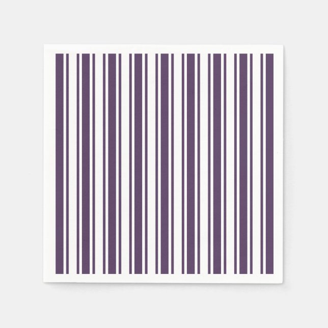 Dark purple and white candy stripes napkin (Front)