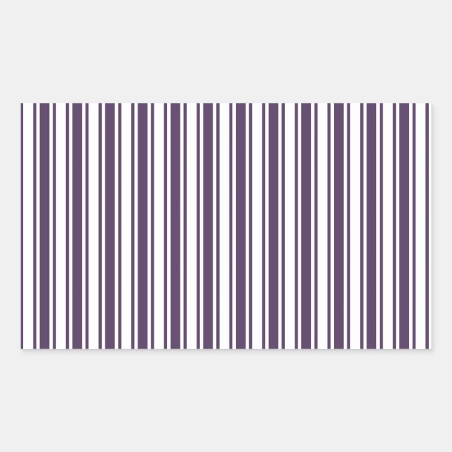 Dark purple and white candy stripes rectangular sticker (Front)