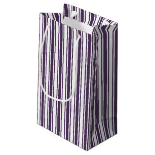 Dark purple and white candy stripes small gift bag