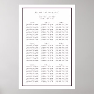 Dark Purple and White Simple Wedding Seating Chart