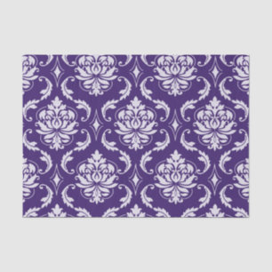 Dark Purple and White Vintage Damask Pattern Tissue Paper