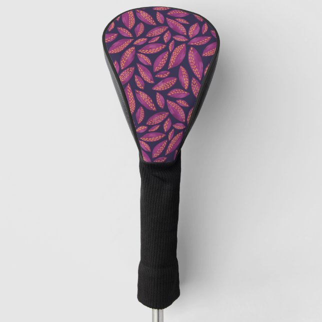 Dark Purple Autumn Leaves Golf Club Cover (Front)