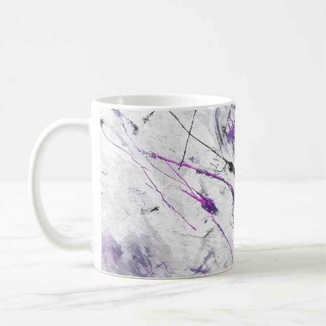 Dark Purple Black Abstract Art Mug (Left)