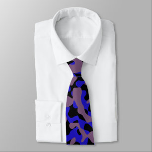 Dark Purple, Black, and Bright Blue Camouflage Tie