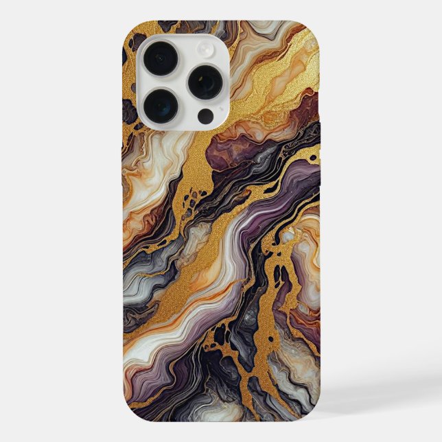 Dark Purple Black Grey Gold Marble Art Pattern iPhone Case (Back)