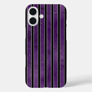 DARK PURPLE & BLACK HALLOWEEN STRIPES iPhone 16 PLUS CASE