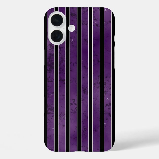DARK PURPLE & BLACK HALLOWEEN STRIPES Case-Mate iPhone CASE (Back)