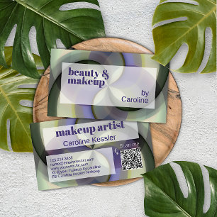 Dark Purple Black Pale Green Abstract Art Pattern Business Card