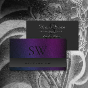 Dark Purple Blue Gradient Snake Pattern Monogram Business Card