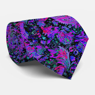 Dark Purple Blue Paisley Pattern Tie