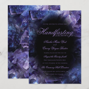 Dark Purple Boho Witch Crystals Black Handfasting Invitation