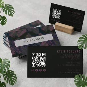 Dark Purple Botanical Business Card