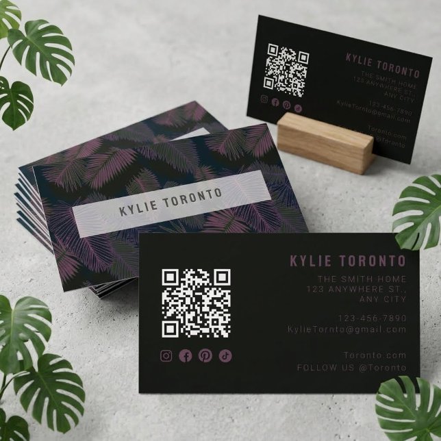 Dark Purple Botanical Business Card (Creator Uploaded)