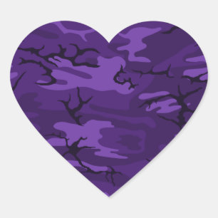 Dark Purple Camo Heart Sticker