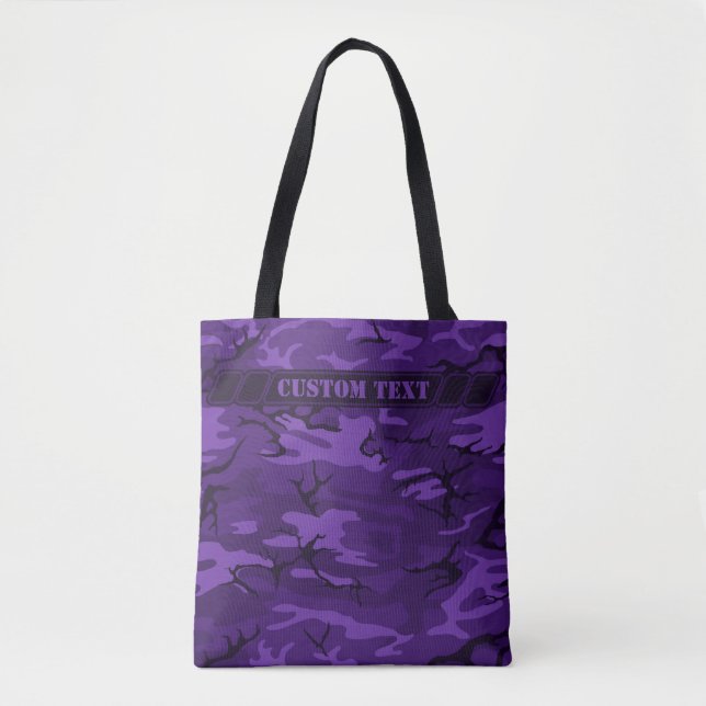 Dark Purple Camo Tote w/ Custom Text (Front)