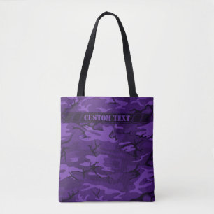Dark Purple Camo Tote w/ Custom Text Bag