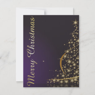 Dark purple Christmas motive with golden Christmas Invitation