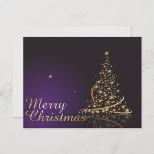 Dark purple Christmas motive with golden Christmas Invitation