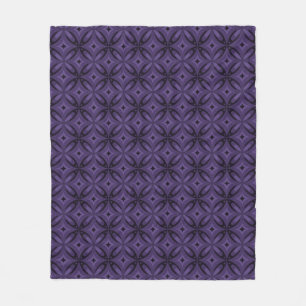 Dark Purple Colored Retro Pattern Fleece Blanket