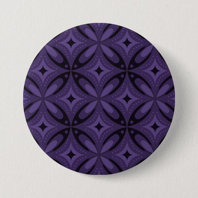 Dark Purple Coloured Retro Pattern 7.5 Cm Round Badge (Front)