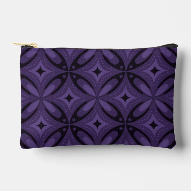Dark Purple Coloured Retro Pattern Accessory Pouch (Front)