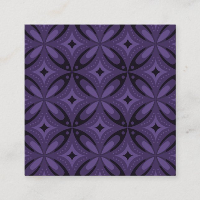 Dark Purple Coloured Retro Pattern Appointment Card (Front)