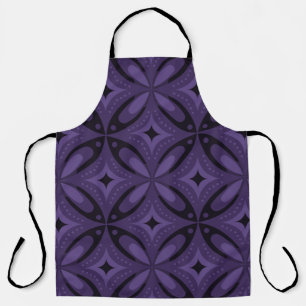 Dark Purple Coloured Retro Pattern Apron