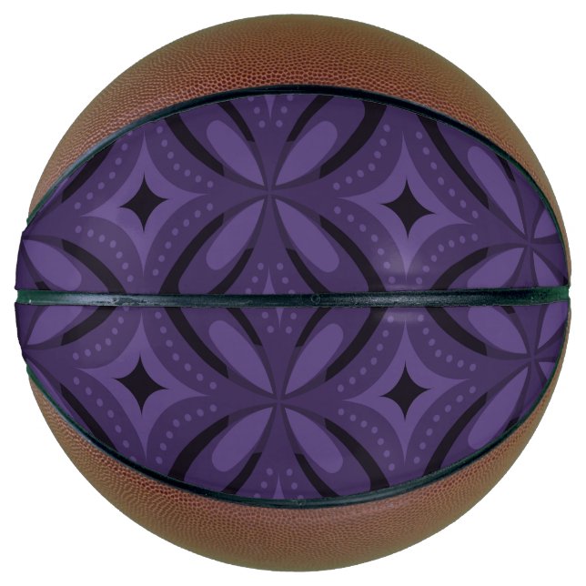 Dark Purple Coloured Retro Pattern Basketball (Front)