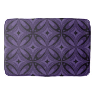 Dark Purple Coloured Retro Pattern Bath Mat