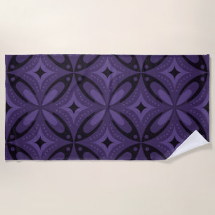 Dark Purple Coloured Retro Pattern Beach Towel