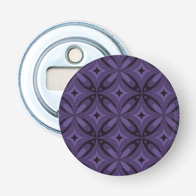 Dark Purple Coloured Retro Pattern Bottle Opener (Front)