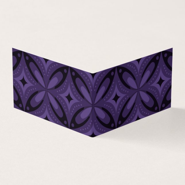 Dark Purple Coloured Retro Pattern Business Card (Outside)