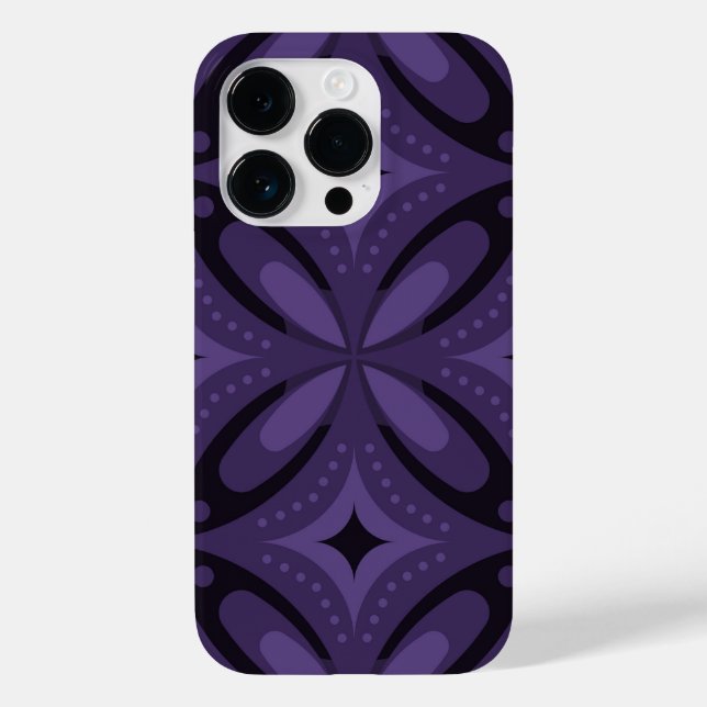 Dark Purple Coloured Retro Pattern Case-Mate iPhone Case (Back)