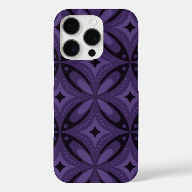 Dark Purple Coloured Retro Pattern Case-Mate iPhone Case (Back)