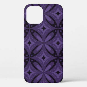 Dark Purple Coloured Retro Pattern iPhone 12 Pro Case