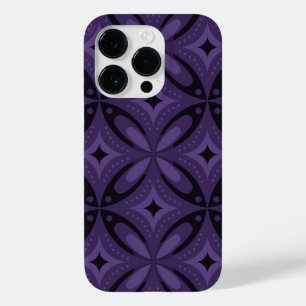 Dark Purple Coloured Retro Pattern Case-Mate iPhone 14 Pro Case